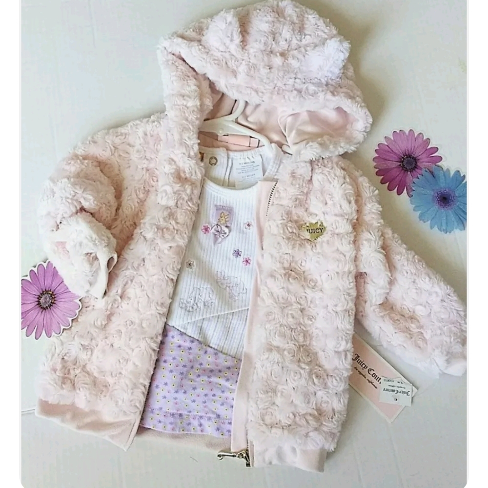 🌺NWT-Juicy coutour pink rose toddler girl sweater/jacket